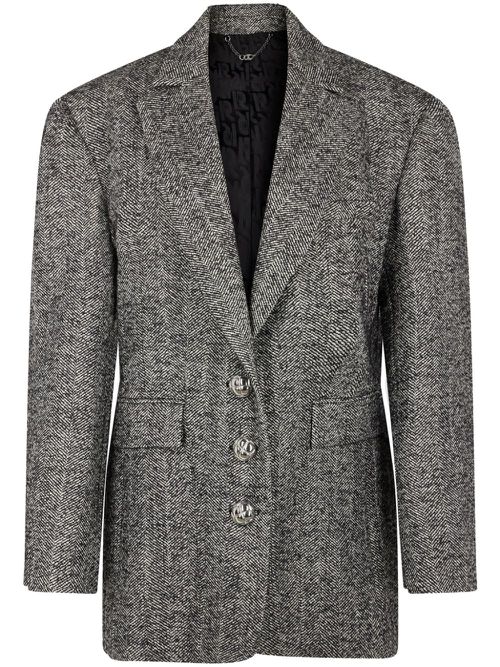 Herringbone-pattern wool blazer - Black