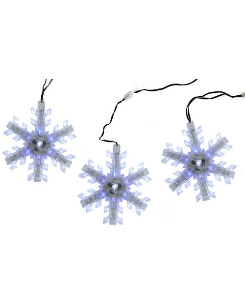 Northlight Set of 3 Cascading White And Blue Snowfall LED Snowflake Christmas  Lights 25In