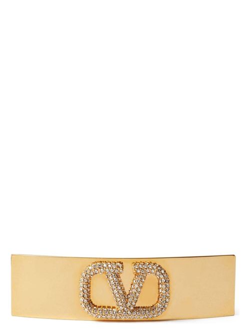 Valentino Garavani Women's Vlogo Signature Crystal-Embellished Hair Clip in Golden | Size UNI | 4W2J0V46YCWMH5