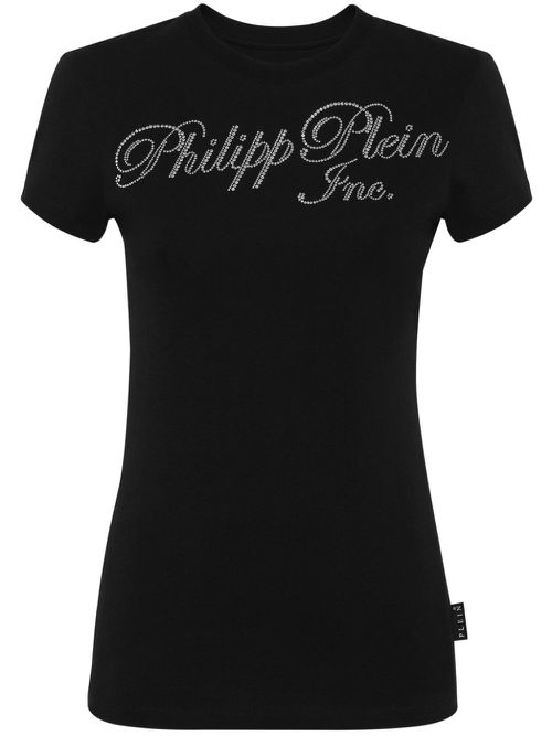 Crystal-embellished logo-print T-shirt - Black