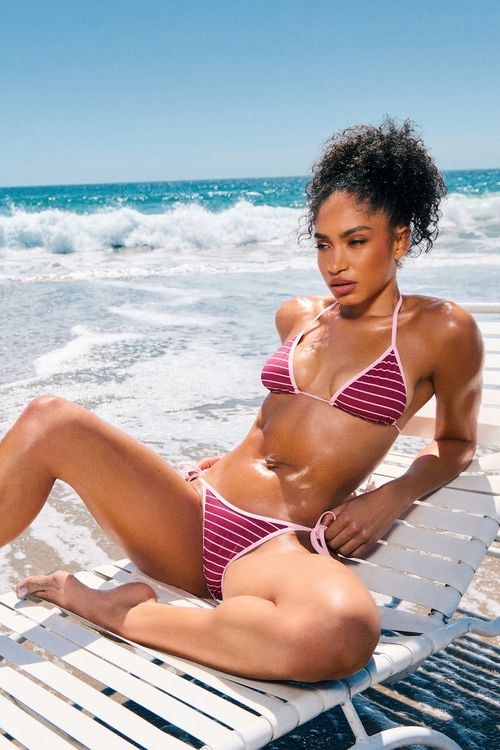 Cheeky Side Tie Bikini Bottom - Pink - Women Clothing