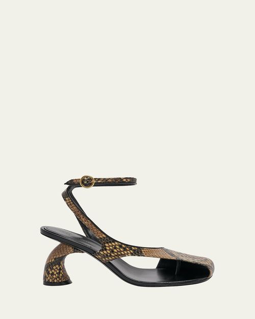 Virgo Snake-Embossed Asymmetrical Sandals