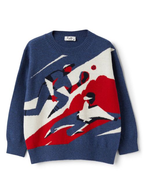 Intarsia-knit jumper - Blue