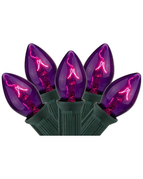 Northlight 25-Count Purple C7 Transparent Christmas Light Set  24ft Green Wire