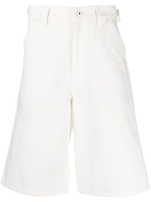 High-waisted A-line bermuda shorts - White