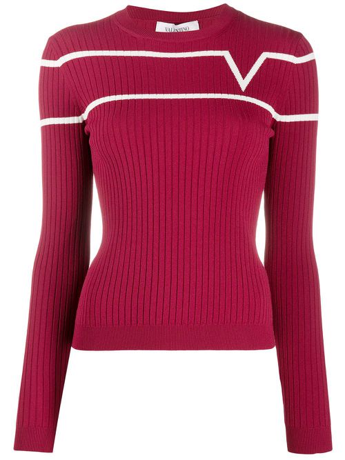 Valentino Garavani logo jacquard crewneck jumper - Red