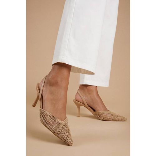 Dorothy Perkins Women's Gracie Mesh Woven 2 Part Slingback Medium Stiletto Heel Court Shoes in Tan