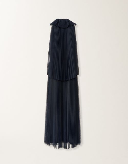 Pleated tulle dress, midnight blue