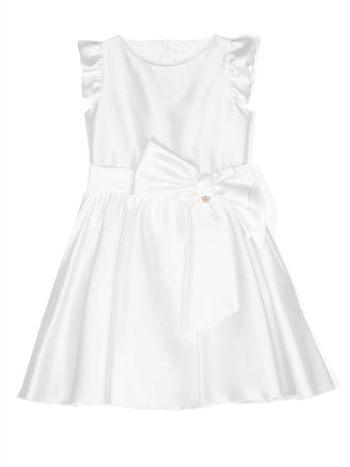 Oversize-bow interlock-twill dress - White