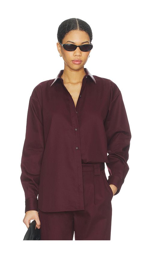 Kimberly Taylor Ashley Utility Shirt in Burgundy. M/L. Also in