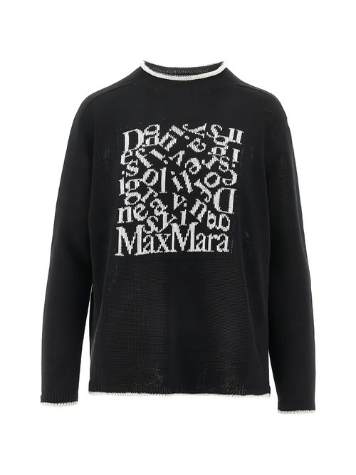 S Max Mara 100% Linen Sweater with Embroidered Front & Contrasting Trim