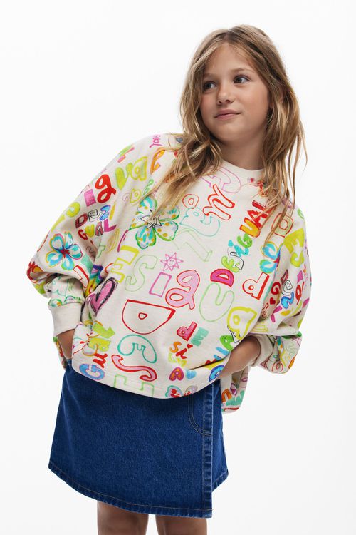 3/4 sleeve sweatshirt with lettering