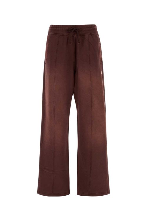 Wide Cotton Joggers — Burgundy