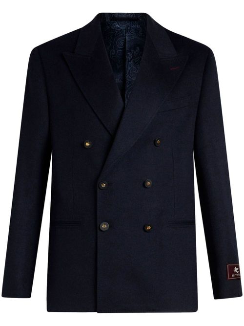 Double-breasted cashmere blazer - Blue