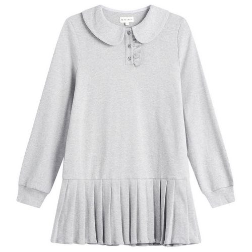 Women's Polo Mini Long Sleeve Pleat Dress in Grey
