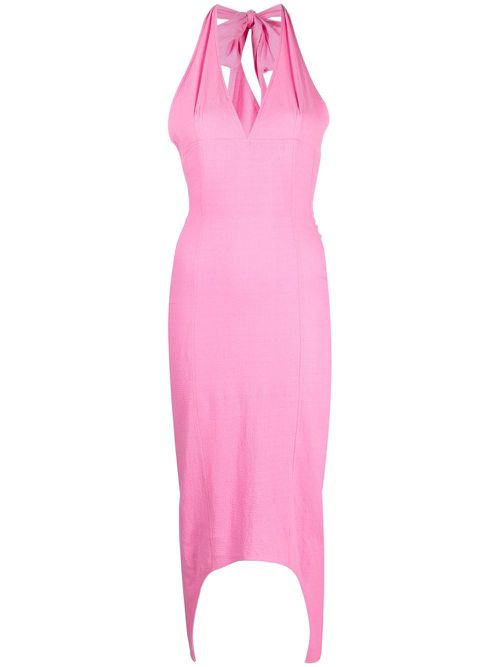 Asymmetric hem halterneck dress - Pink