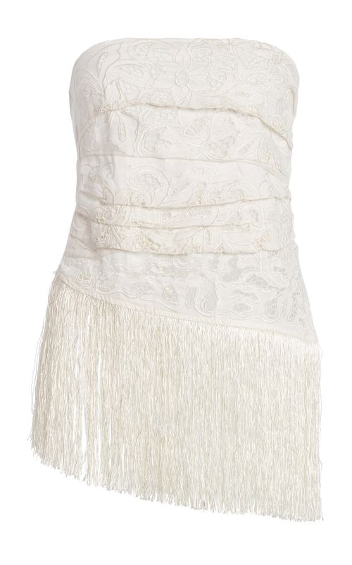 Exclusive La Isla Carlota Fringed Cotton Lace Top - Moda Operandi