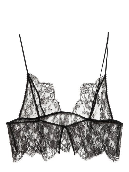 Lace-trim bra - Black