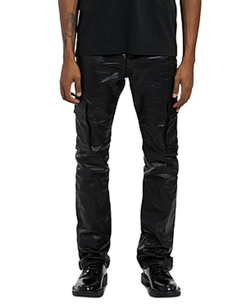 Patent Film Flare Slim Fit Cargo Pants