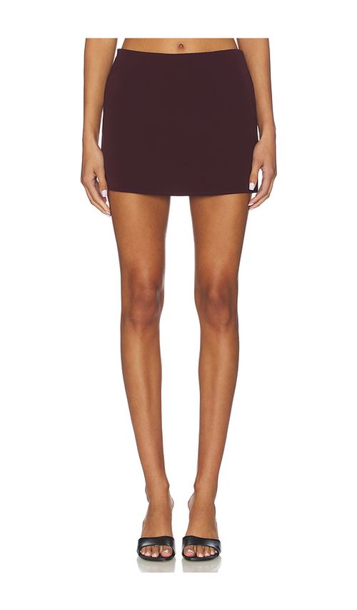 ALL THE WAYS Sable Mini Skirt in Burgundy. XXS also in L, M, S