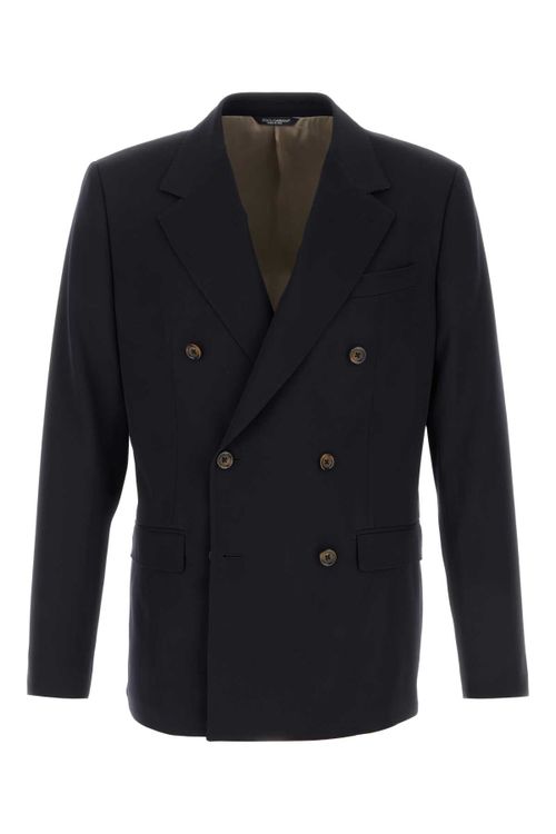 Double-Breasted Virgin Wool Blazer — Black