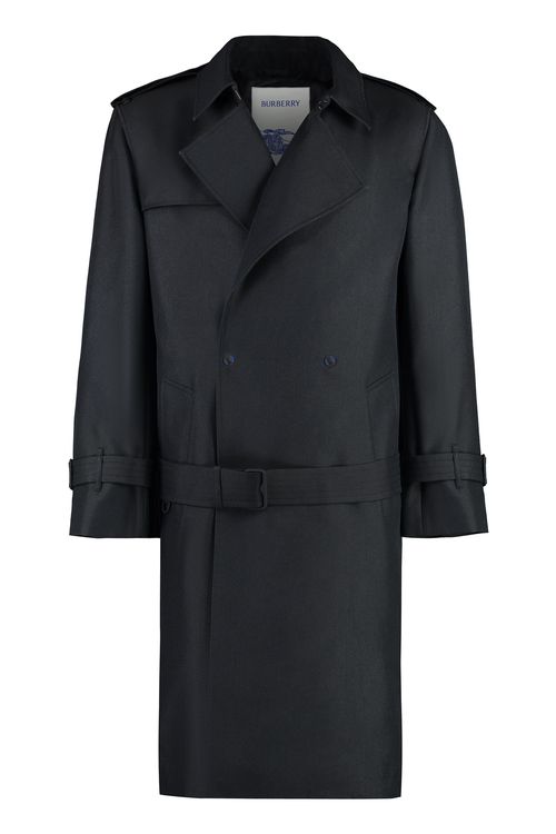 Men's Silk Trench Jacket with Belt and Back Slit