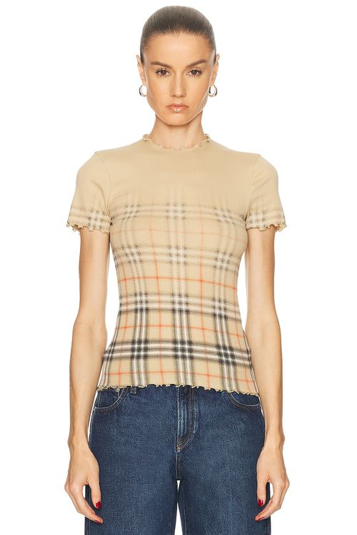 Burberry Letty Top in Sand IP Check - Brown. L also in M