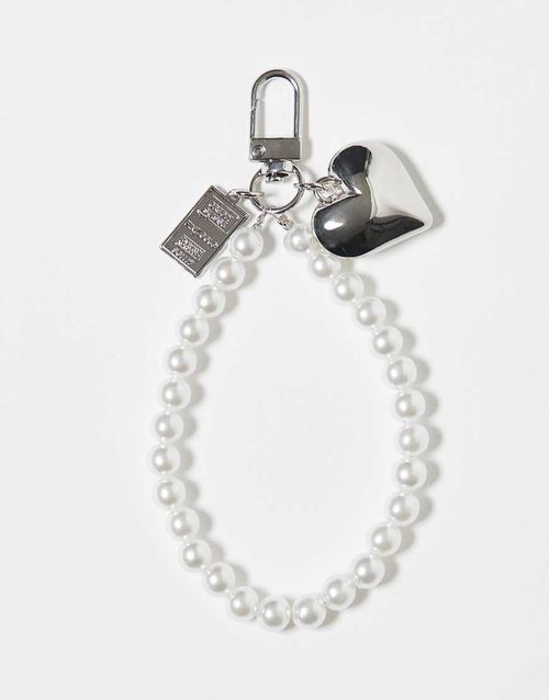 Pearl bag charm in silver
