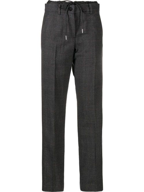 Drawstring-fastening straight-leg trousers - Grey