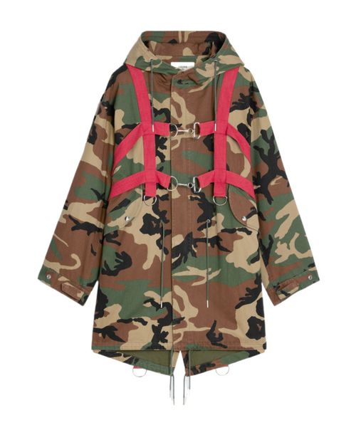 Harness parka in camouflage cotton
