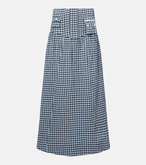 Gingham high-rise cotton-blend maxi skirt