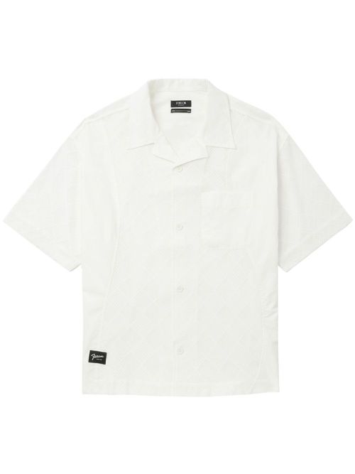 Geometric-pattern cotton shirt - White