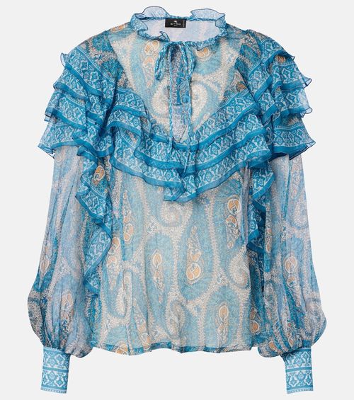 Paisley ruffled silk blouse