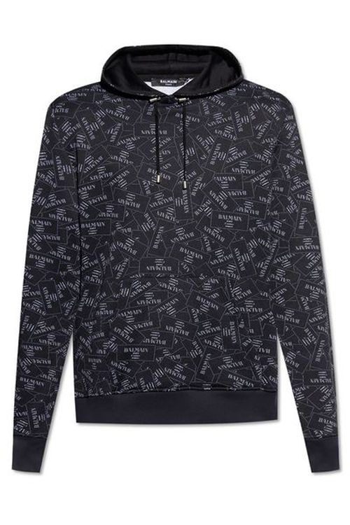 Balmain All-Over Logo Label Printed Hoodie