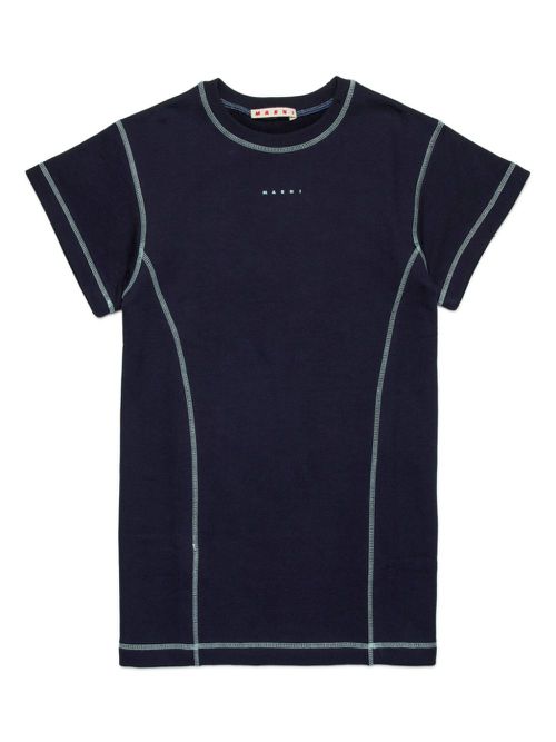 Logo-print T-shirt dress - Blue