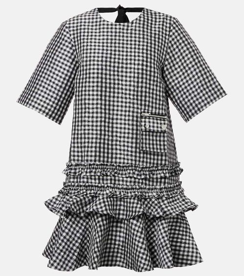 Gingham ruffled minidress
