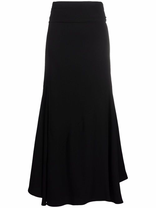High-waisted ruched maxi skirt - Black