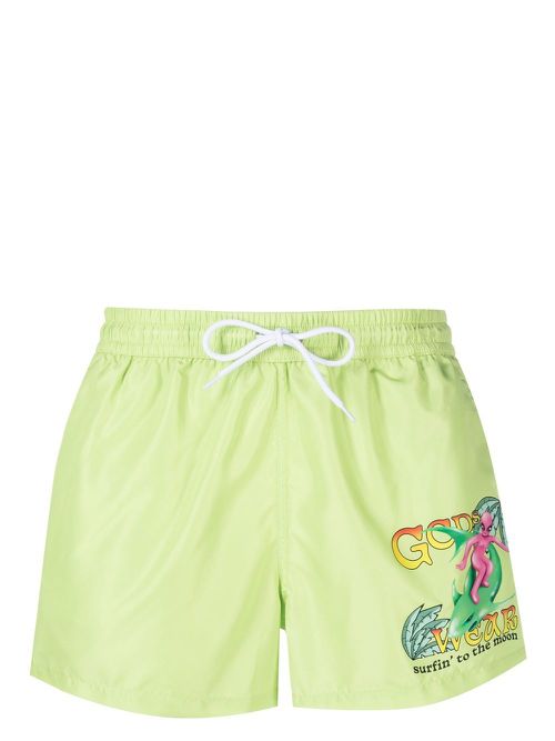 Graphic-print swim shorts - Green