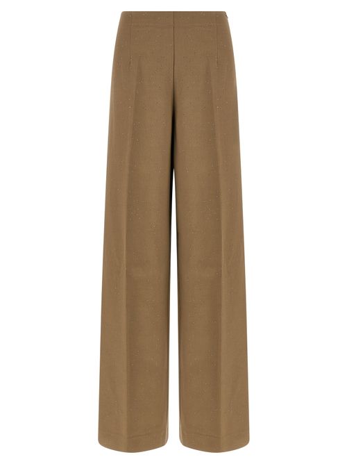 Micro Sequin Viscose Blend Trousers — Brown