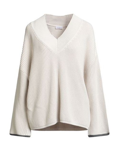 Woman Sweater Beige Size L Cotton, Ecobrass