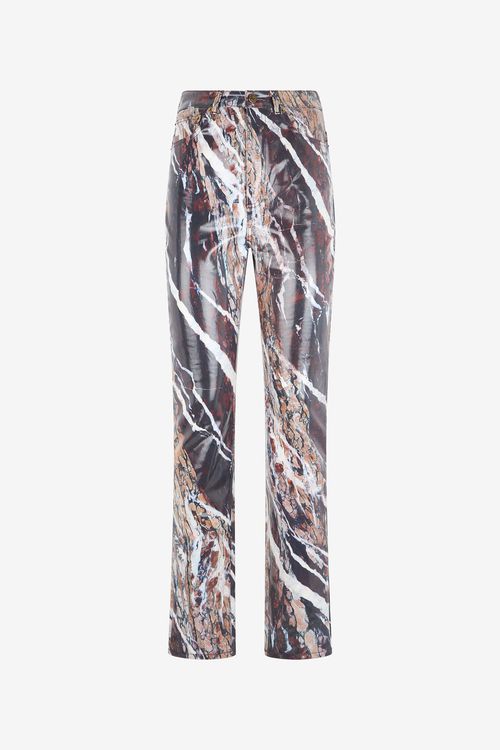 Skinny Trousers With Marble Print