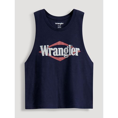Triangle Logo Crop Festival Tank in Dark Sapphire