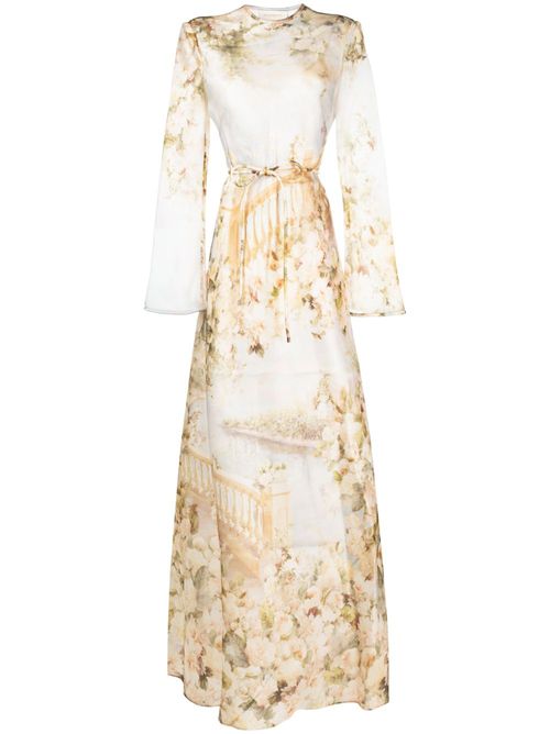 Luminosity floral-print silk dress - Neutrals