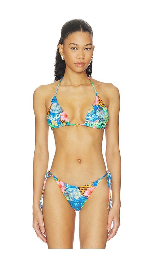 Luli Fama Jungle Reign Link Triangle Top in Royal,Yellow. - S also in XS, M
