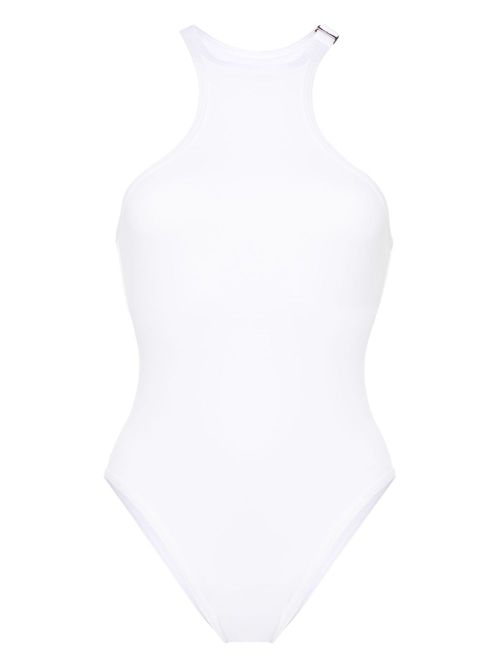 Logo-plaque swimsuit - White