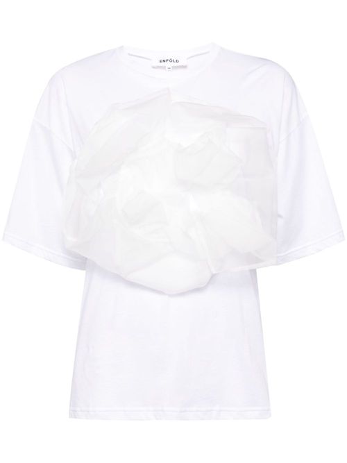 Floral-appliqué T-shirt - White