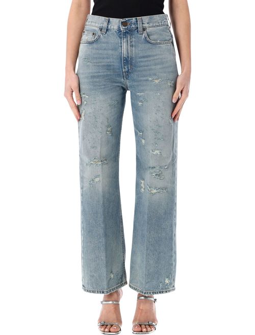 Relaxed Straight-Leg Distressed Jeans - Size 26