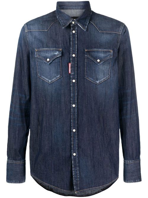 Distressed denim shirt - Blue
