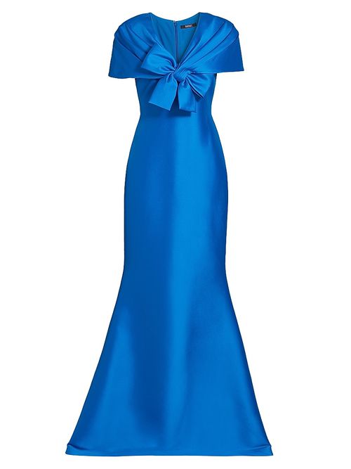 Women's Cape-Neck Trumpet Gown - Cobalt