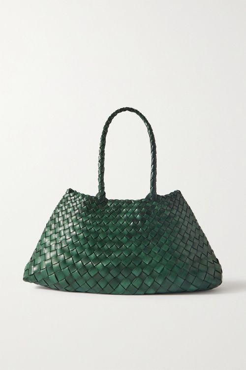 Santa Croce Big Woven Leather Tote - Green